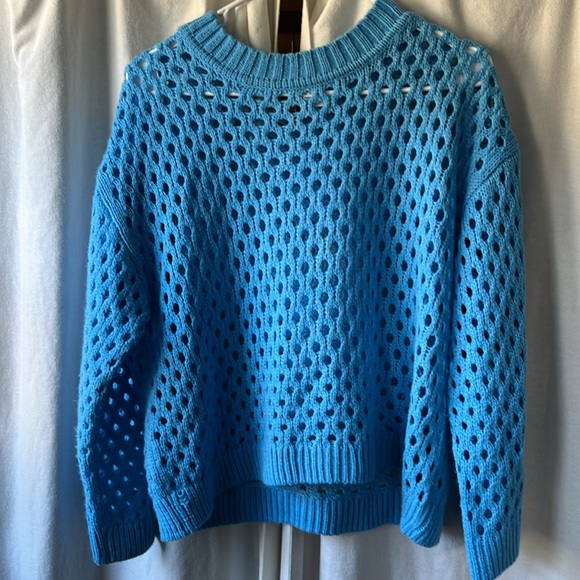 Open Knit Blue Sweater - Picture 3 of 5